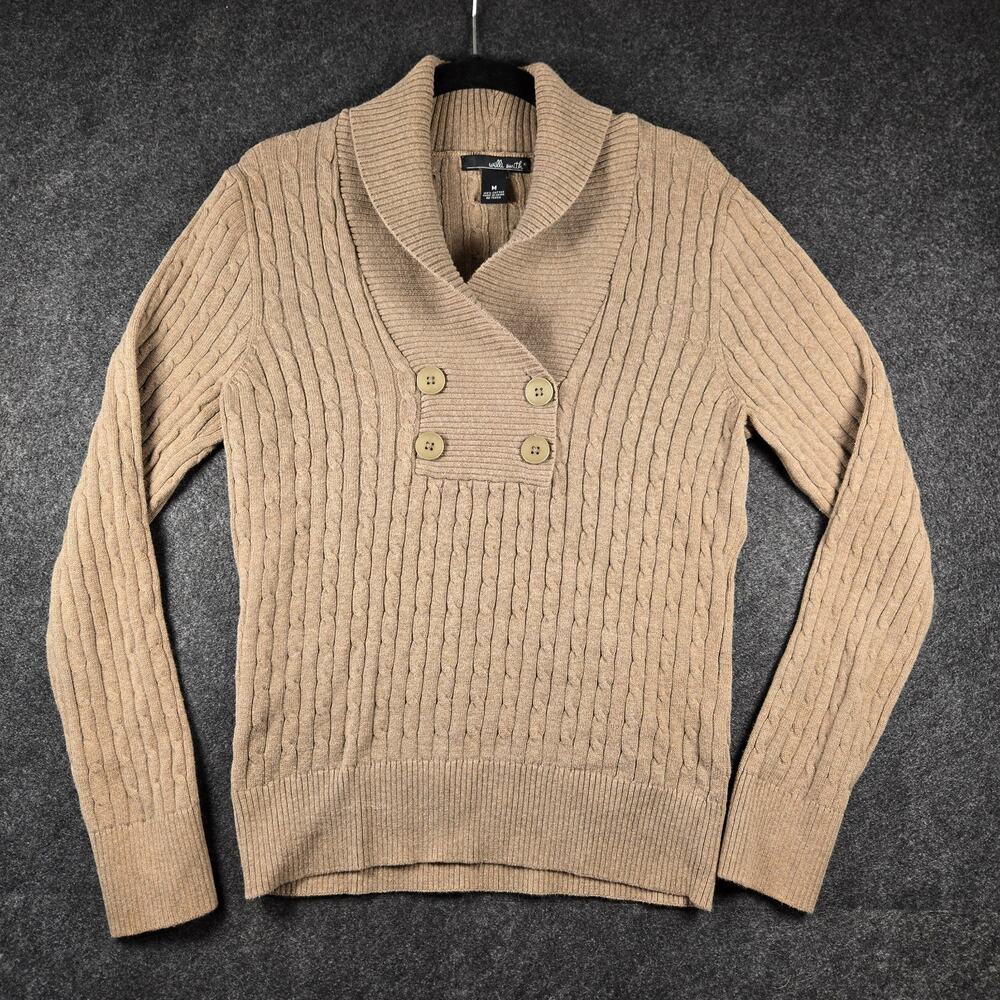 Willi Smith Sweater Femme Medium Cable Knit 100% Cotton Cottagecore Grampa